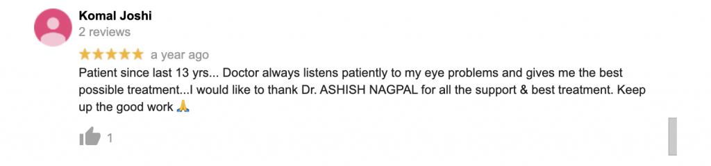 Dr Ashish Nagpal review by Patient