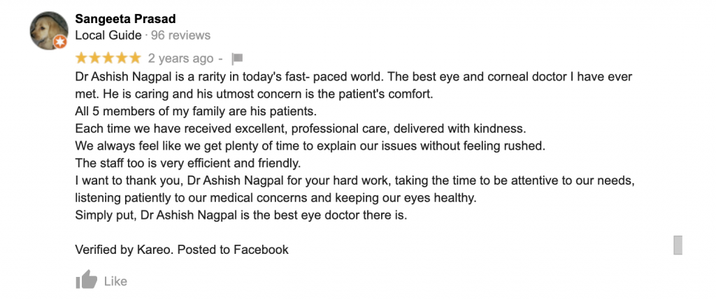 Dr Ashish Nagpal review by Sangeeta Prasad